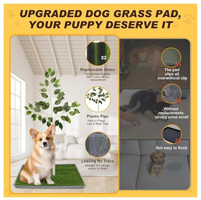 Dog Grass Pad with Tray – 2 Pack Replaceable Artificial Grass Puppy Training Pad, Quick Absorbent Indoor/Outdoor Portable Potty, Washable Pee Pad for Puppy - Ultimate Pet Training Solution Grey