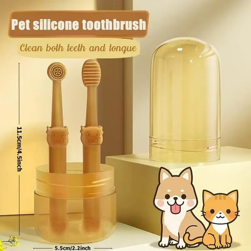 Teeth Whitening Dog Cat Silicone Soft Toothbrush Oral Care Puppy Toothbrush Toothpaste Pet Kit Teeth Cleaning Pet Supplies