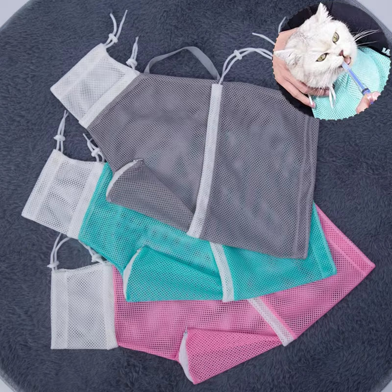 New Mesh Cat Grooming Bathing Bag Pet Adjustable Cats Washing Bags for Pet Nail Trimming Injecting anti Scratch Bite Restraint