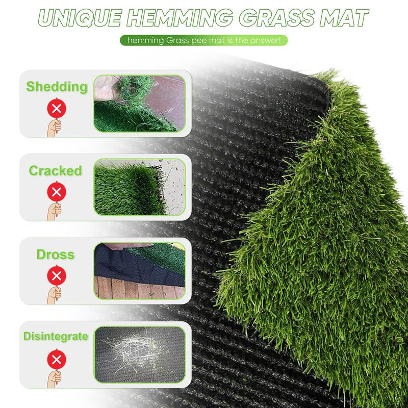 Dog Grass Pad with Tray – 2 Pack Replaceable Artificial Grass Puppy Training Pad, Quick Absorbent Indoor/Outdoor Portable Potty, Washable Pee Pad for Puppy - Ultimate Pet Training Solution Grey