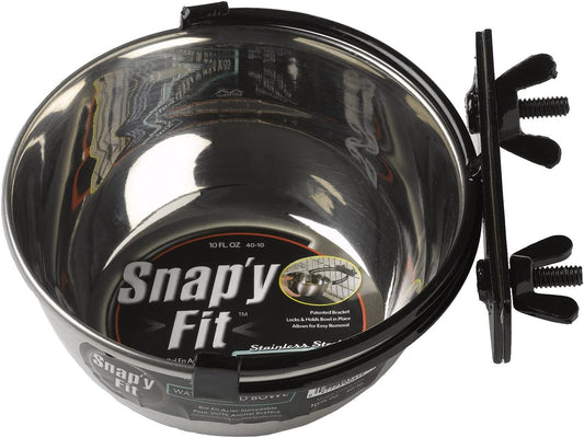 Snap'Y Fit Stainless Steel Food Bowl / Pet Bowl, 10 Oz. for Dogs, Cats, Small Animals, Silver, 10 Ounces (1.25 Cups)