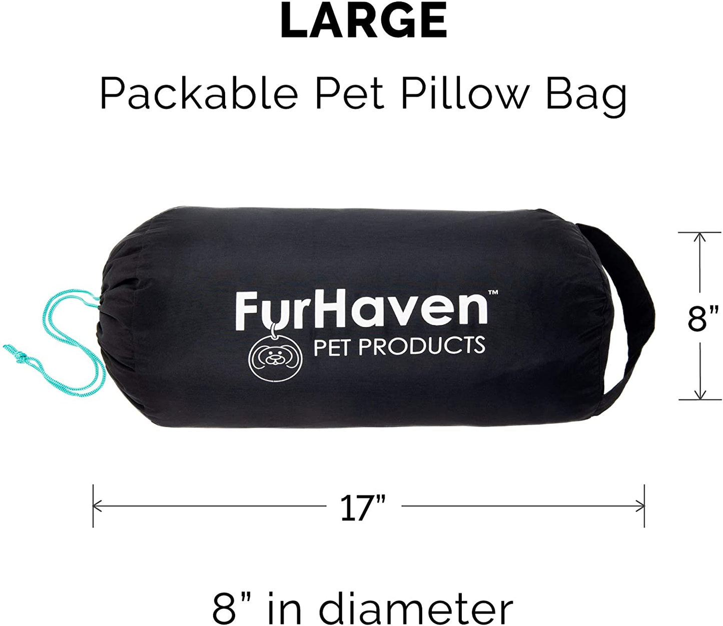 Outdoor Travel Dog Bed for Large/Medium Dogs W/ Carry Bag, Washable & Foldable, Great for Crates & Kennels - Trail Pup Travel Pillow Mat W/ Stuff Sack Bag - Aqua/Granite Gray, Large