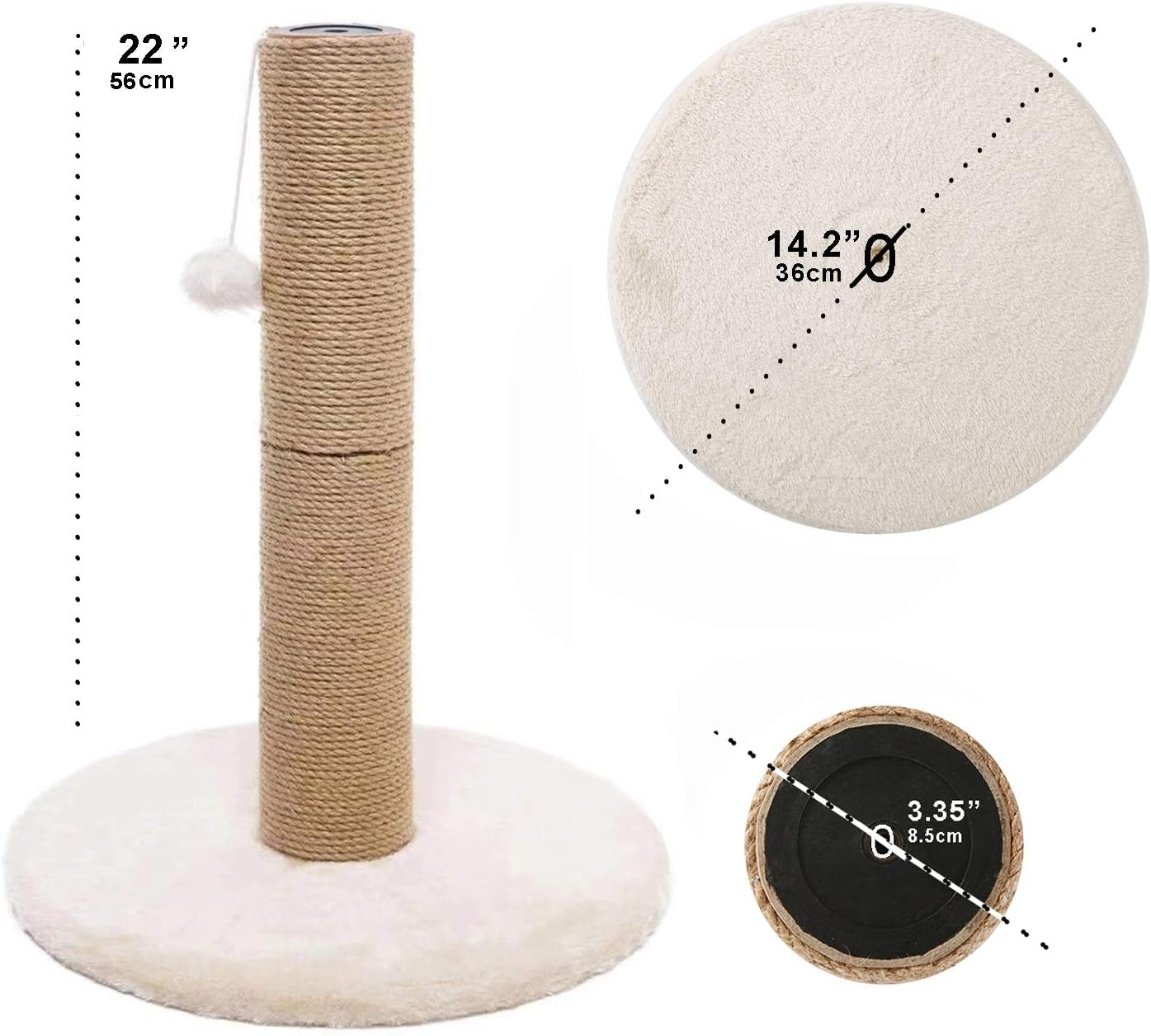 Small Cat Scratching Post - Coconut Palm Tree Design with Natural Jute Sisal for Cats and Kittens (23 inches)