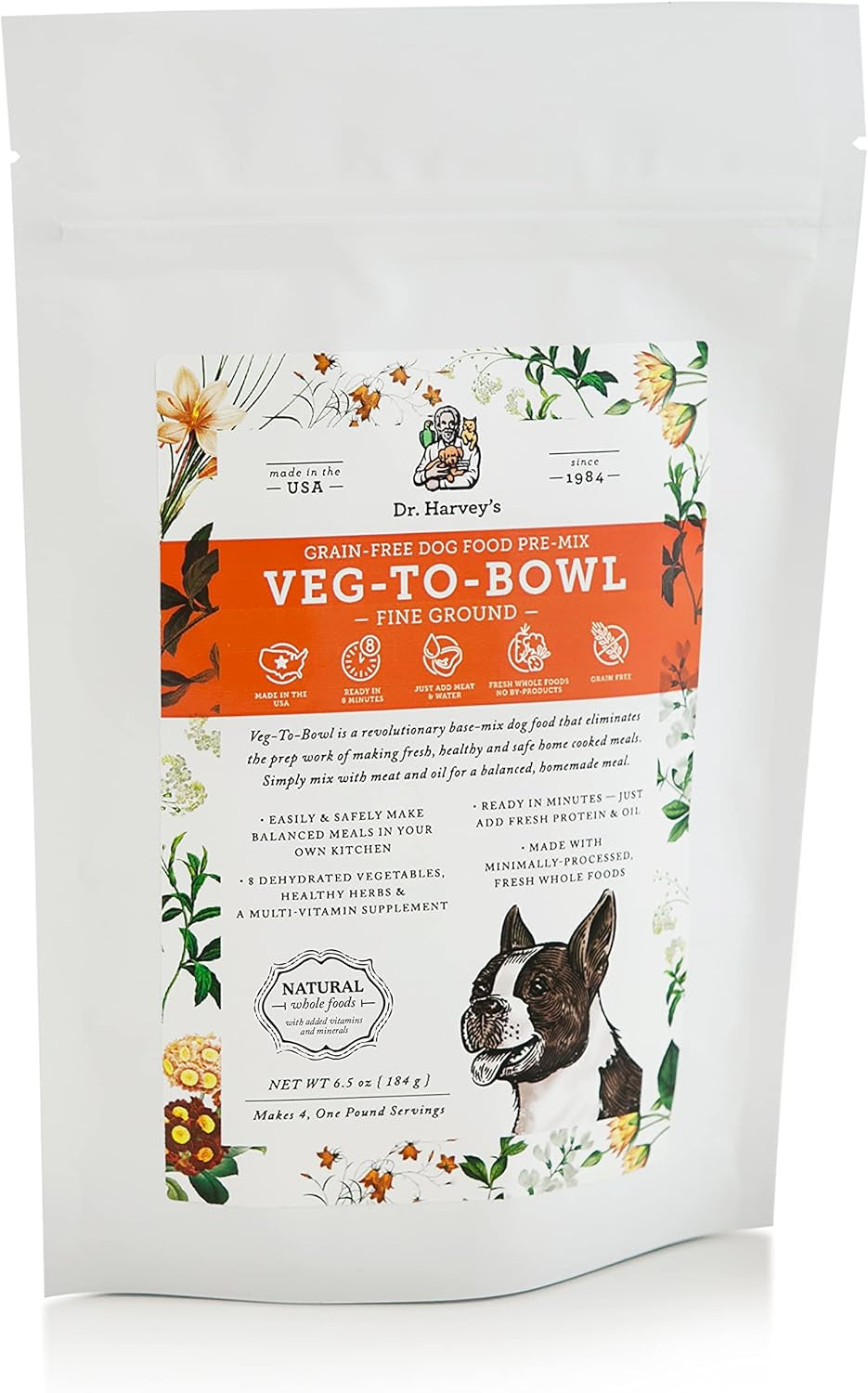 Veg-To-Bowl Fine Ground Dog Food, Human Grade Dehydrated Base Mix for Dogs, Grain Free Holistic Mix for Small Dogs Trial Size (6.5 Oz)